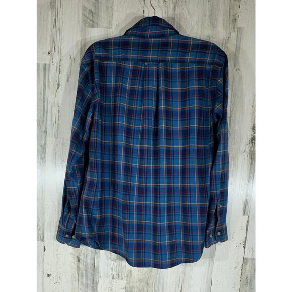 Beta Venturing Mens Button Up Size Medium Blue Plaid Lightweight Flannel Outdoor - Picture 2 of 6